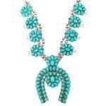 Turquoise Western Squash Blossom Necklace and Earring Set