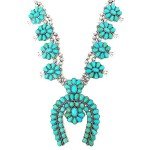 Turquoise Western Squash Blossom Necklace and Earring Set