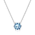 ChicSilver Aquamarine March Birthstone Necklace 925 Silver