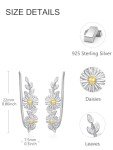 Daisy Flower 925 Silver Ear Cuff Earrings