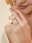 Elegant 1.5CT Sterling Silver Gold Teardrop Ring Set