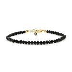 Black Tourmaline Beads Bracelet with Gold Chain
