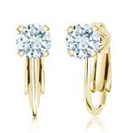 18K Gold Plated Round Birthstone Clip-On Earrings