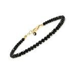 Black Tourmaline Beads Bracelet with Gold Chain