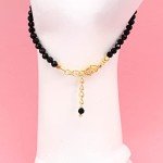 Black Tourmaline Beads Bracelet with Gold Chain