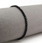 Black Tourmaline Beads Bracelet with Gold Chain