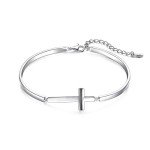 Sterling Silver Adjustable Cross Cuff Bangle Bracelet