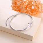 Sterling Silver Adjustable Cross Cuff Bangle Bracelet