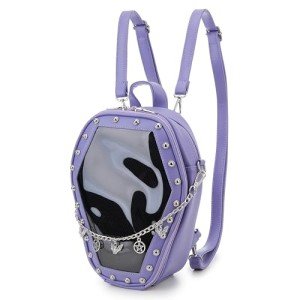 Goth Coffin Backpack for Enamel Pins - Purple