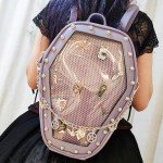 Goth Coffin Backpack for Enamel Pins - Purple
