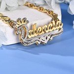Personalized Two-Tone Name Necklace with Crown