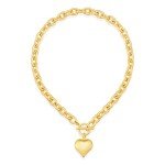 Gold Heart Pendant Cuban Choker Necklace for Women