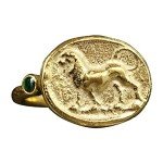 Sterling Silver Lion Signet Ring with Gold Accents
