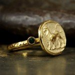 Sterling Silver Lion Signet Ring with Gold Accents