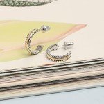 Two-Tone Sterling Silver Half Hoop Earrings