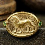 Sterling Silver Lion Signet Ring with Gold Accents