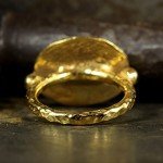 Sterling Silver Lion Signet Ring with Gold Accents