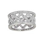 Sterling Silver Pave Basketweave Eternity Ring