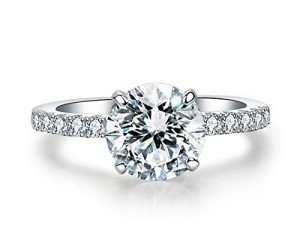 2 Ct Round Cut Halo Zircon Engagement Ring