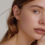 Trendy 14K Gold Minimalist Ear Cuff Earrings