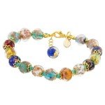 Murano Glass Bracelet with Multicolor Sparkling Beads
