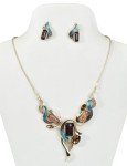 Floral Crystal Statement Necklace and Earrings Set