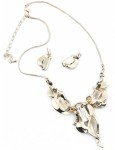 Floral Crystal Statement Necklace and Earrings Set