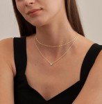 Dainty Layered Gold Diamond Pendant Necklace for Women