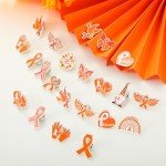 Orange Ribbon Enamel Pins - 60 Pack