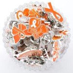 Orange Ribbon Enamel Pins - 60 Pack