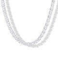 Rhodium Plated Simulated Diamond Tennis Necklace for Women