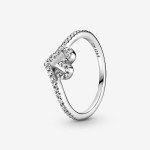 PANDORA Sparkling Wishbone Heart Stackable Ring