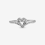 PANDORA Sparkling Wishbone Heart Stackable Ring