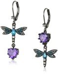 Betsey Johnson Butterfly CZ Mismatch Drop Earrings