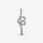 PANDORA Sparkling Wishbone Heart Stackable Ring