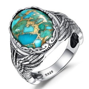 Turquoise Eagle Ring in 925 Sterling Silver