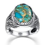 Turquoise Eagle Ring in 925 Sterling Silver