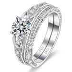 Vintage Celtic Knot Sterling Silver Engagement Ring Set