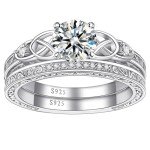 Vintage Celtic Knot Sterling Silver Engagement Ring Set