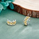 Sunflower Clip-On Ear Cuffs in Sterling Silver