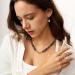 Rainbow Tourmaline Beaded Choker with Gold Bow