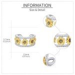 Sunflower Clip-On Ear Cuffs in Sterling Silver