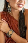 Brooklyn Luxe Stretch Beaded Cuff Bracelet - Black