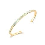 Gold Thin Open Cuff Bracelet with Opal Gemstone