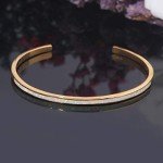 Gold Thin Open Cuff Bracelet with Opal Gemstone