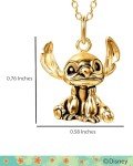 Disney Stitch 3D Pendant Necklace in Yellow Gold