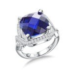 Sapphire Engagement Ring with Cubic Zirconia