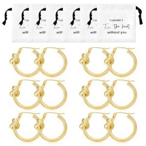 Gold Hoop Earrings for Bridesmaids - Gift Set