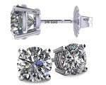 14K Gold & Silver 4 Prong CZ Stud Earrings