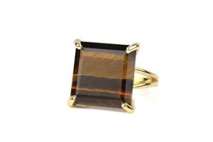 14k Gold Tiger Eye Handmade Statement Ring